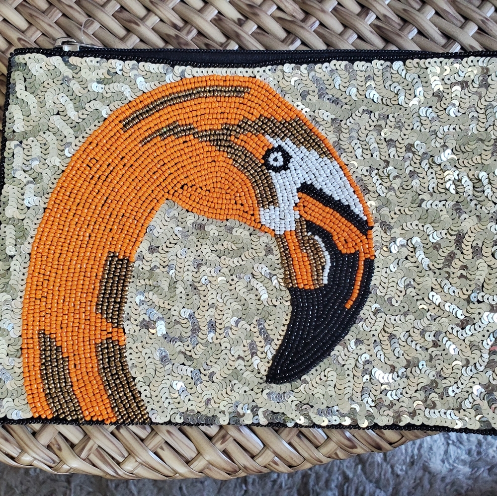 Sequin Flamingo Clutch